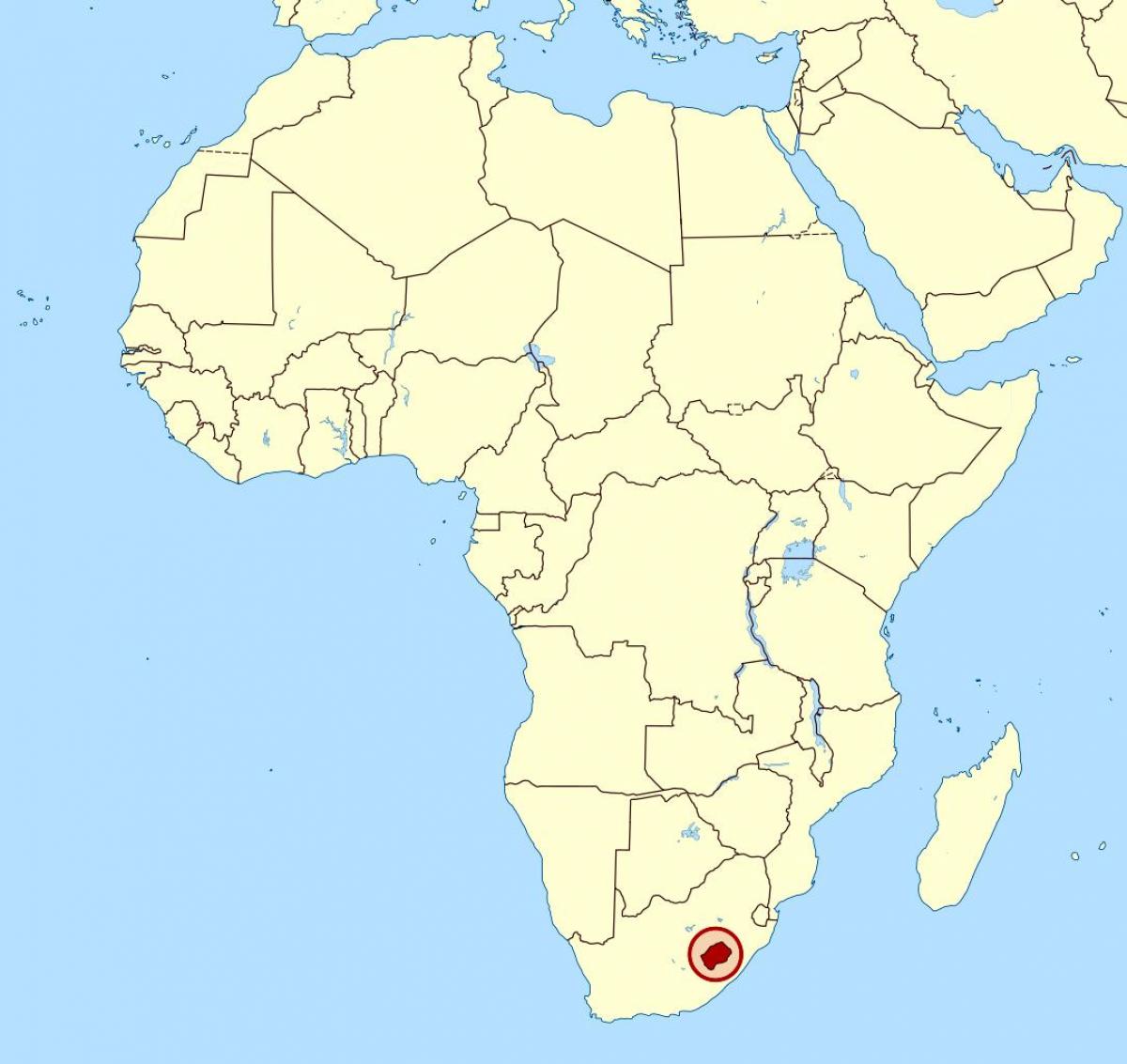 Лесото в Африка на картата