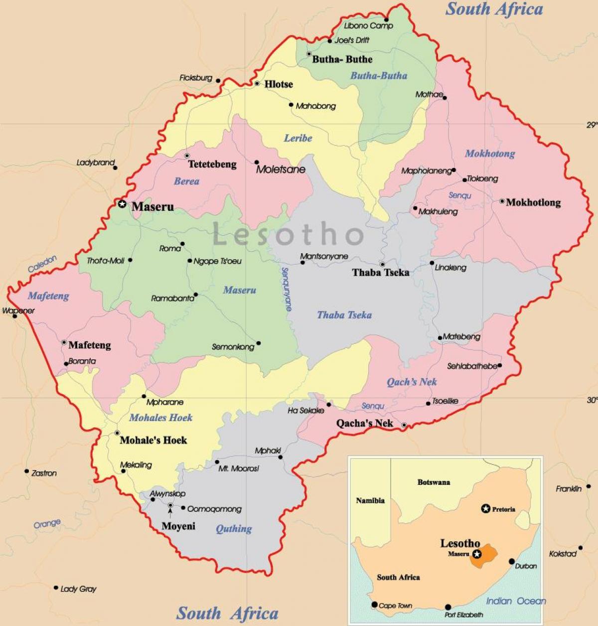 карта на Лесото